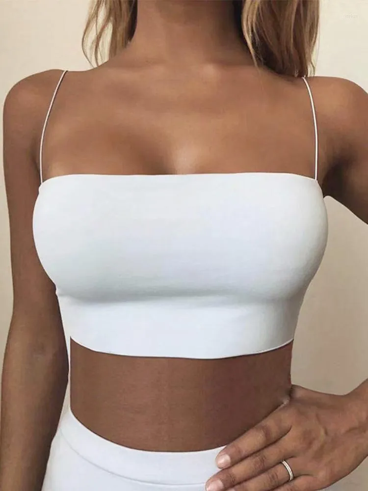 Women's Tanks Summer Women's Crop Top Sexy Elastic Cotton Camis Sleeveless Short Tank Bar