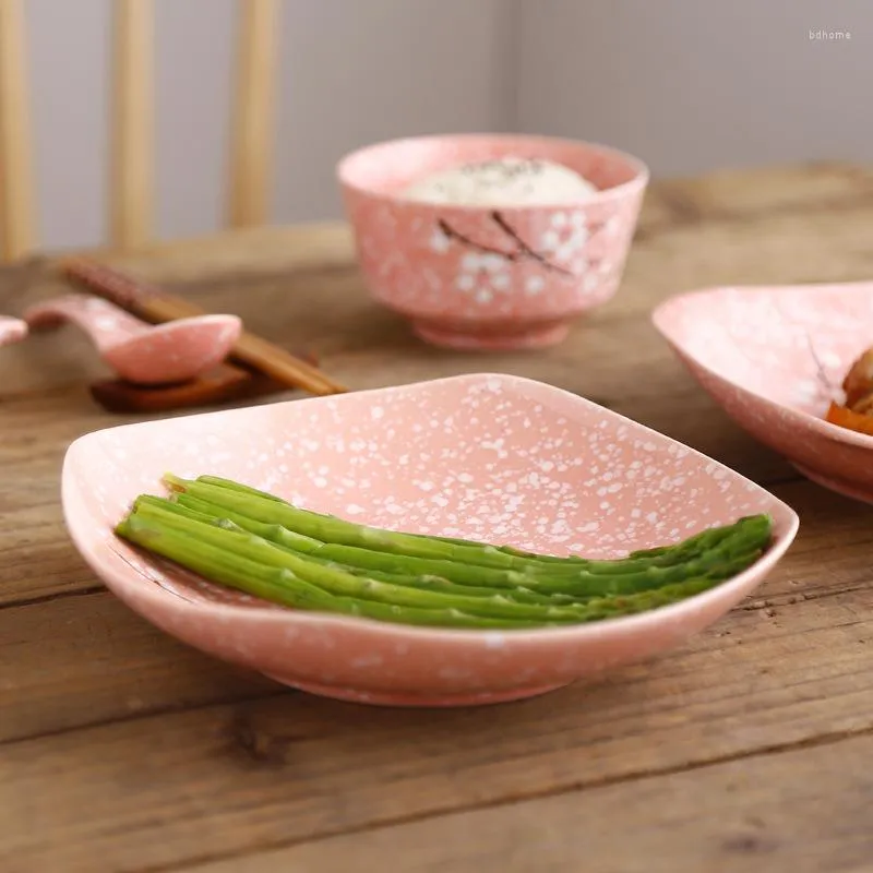 Plates Elegant Japanese And Korean Style Square Ceramic Plate Snow Glaze Rice Dish Wind Tableware Household El
