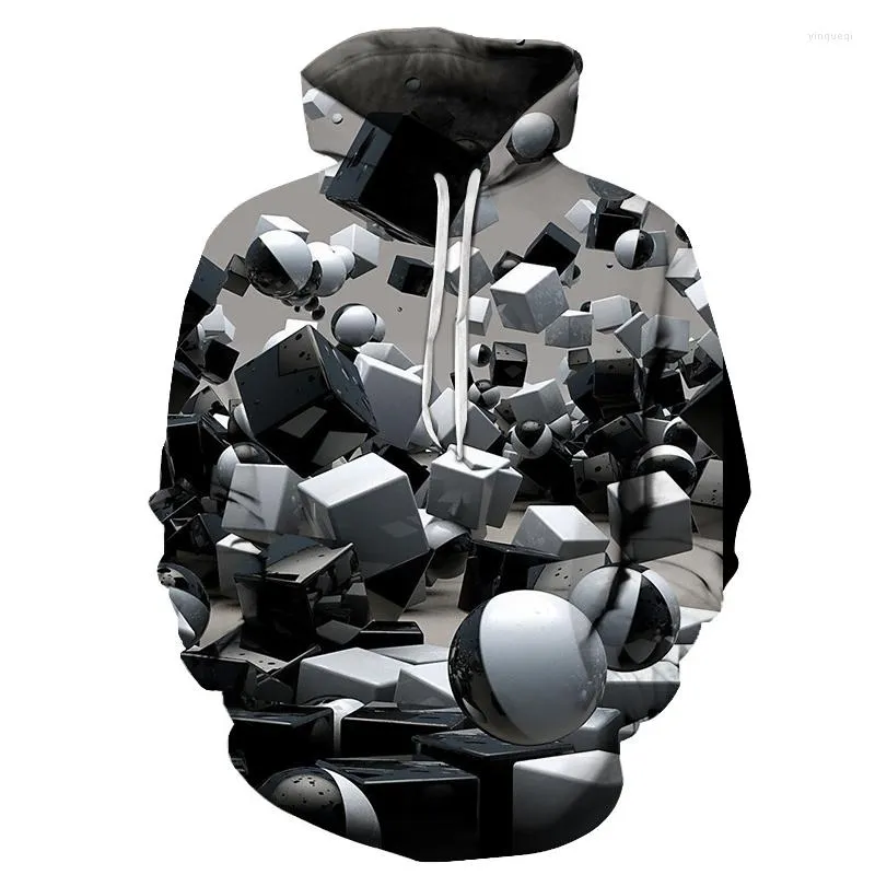 Herrtröjor Höst och vinter 3D Multidimensionell mönster tryckning sport hoodie män kvinnor avslappnad hiphop harajuku