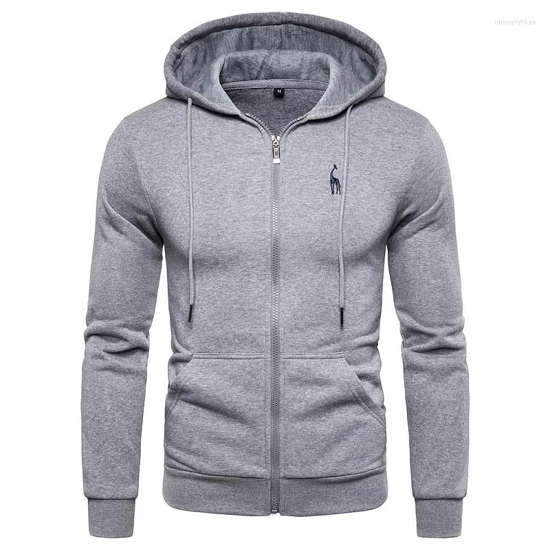 Herrtröjor Autumn Winter Cotton Hoodied Mens Sweatshirts Solid Hoody Fleece Thick Men Sportswear Zipper