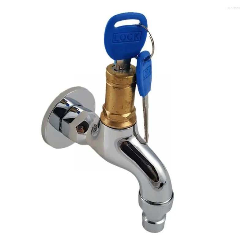 Banyo Lavabo muslukları 1 adet taşınabilir yıkama su musluğu ev dış mekan kilidi anahtar alaşımlı tek musluk anti-hırsızlık R0X3 için