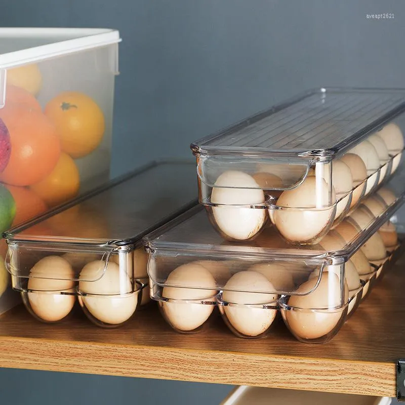 Storage Boxes 12/14/21 Grids Egg Box Tray Containers Kitchen Refrigerator Eggs Transparent Dispenser Airtight Fresh Preservation