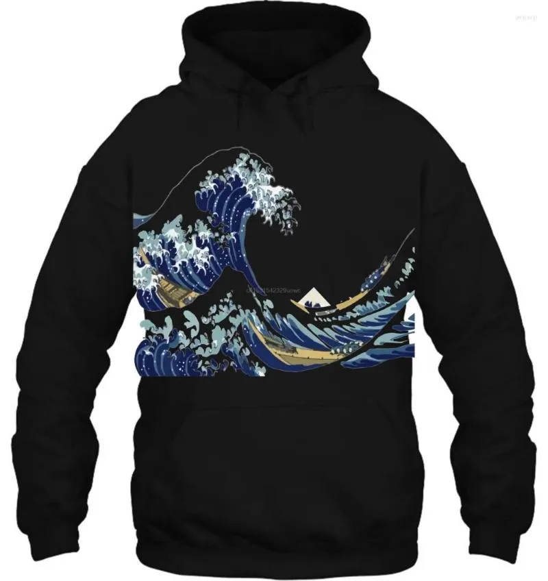 Erkek Hoodies Erkek Hoodie Hokusai Büyük Dalga Kanagawa Beyaz Versiyon T Premium Serin Kadın Sokak Giyim