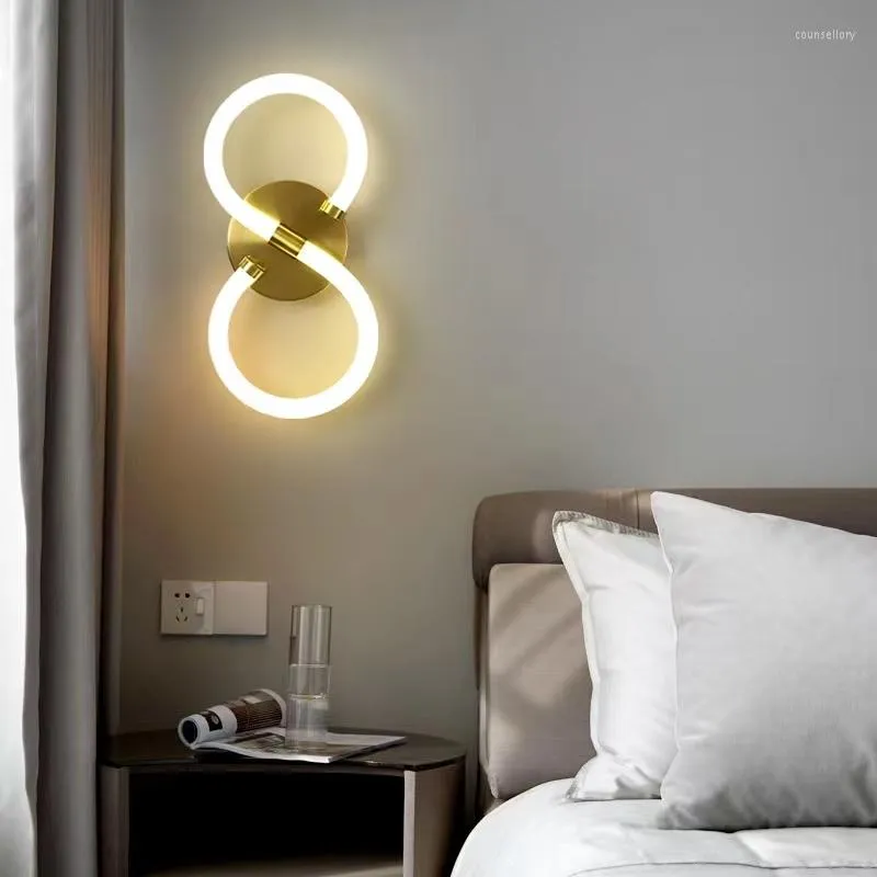 Lampade da parete Modern Led Home Decor Soggiorno Camera da letto Comodino Sconce Oro AC110V 220V Corridoio Luce