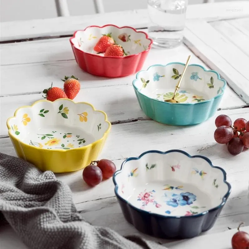 Bowls Japanese Ceramic Fruit Salad Bowl Mix Container Noodle Ramen Smoothie Microwave Kitchen For Multicooker Mixing Tableware