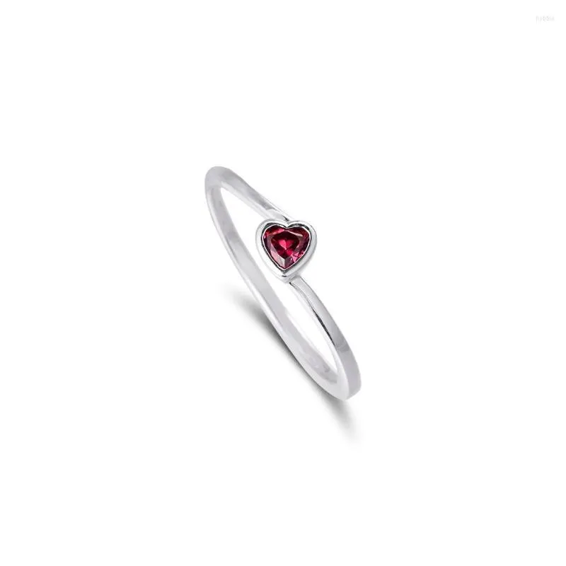 Cluster Rings Valentine's Red Tilted Heart Solitaire Ring Sterling Silver Jewelry for Woman Diy Party Make Up Wedding 2023