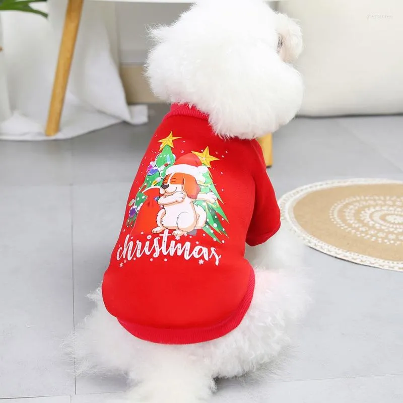 Hundkläder jul catroon mönster jumpsuit skjorta kläder husdjur pyjamas bodysuit för små medelstora julkläder s-xxl