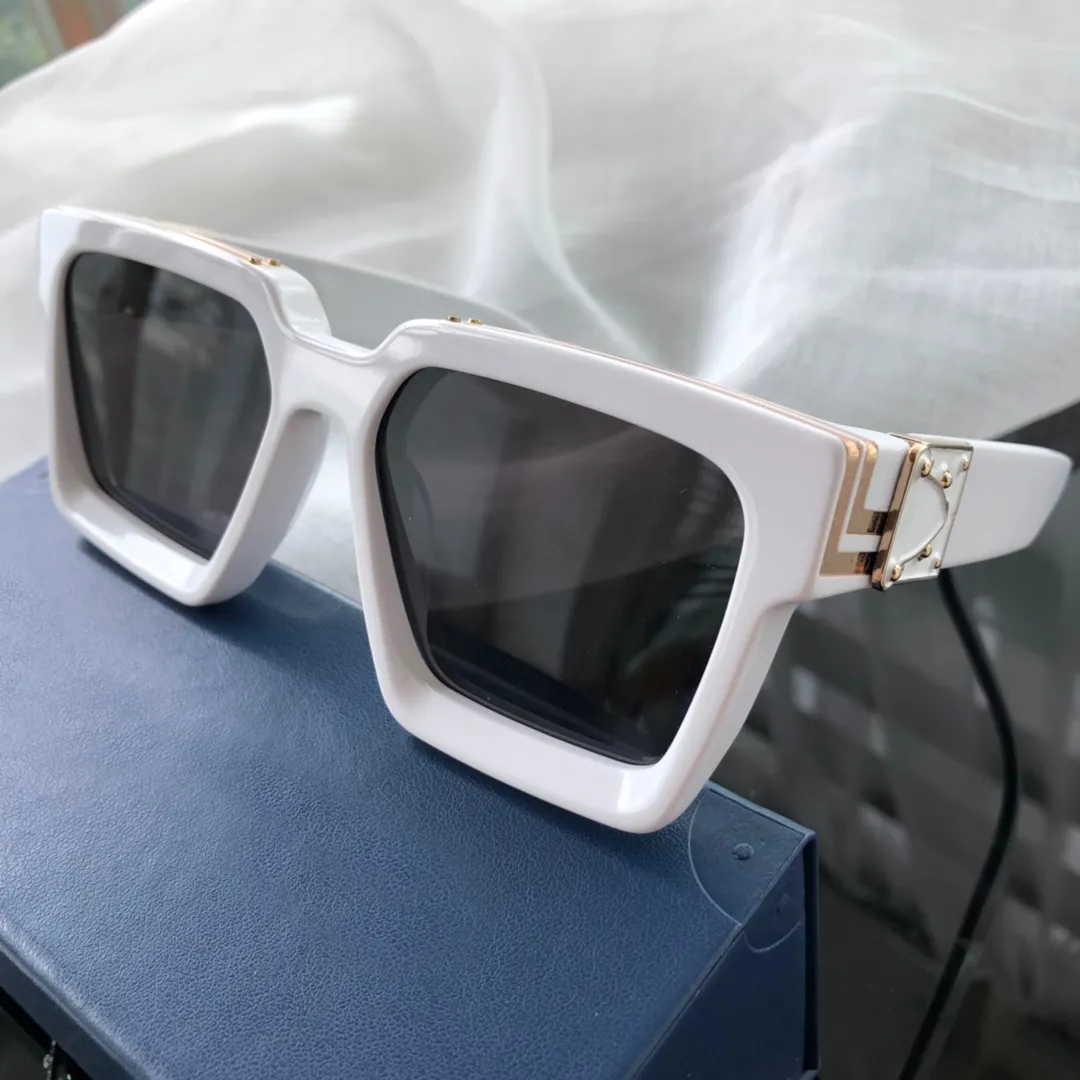 Millionaire-Sonnenbrille für Herren, weiß, grau, Sonnenschutz, Designer-Sonnenbrille, UV400-Schutzbrille, mit Box