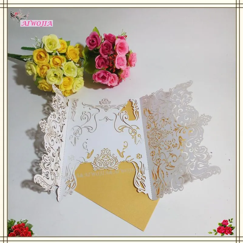 Cartes de voeux Faveurs de mariage et cadeaux personnalisés Laser Cut Heart Blank Vintage Invitation Lettres d'amour Messages 10pcs 6ZSH200