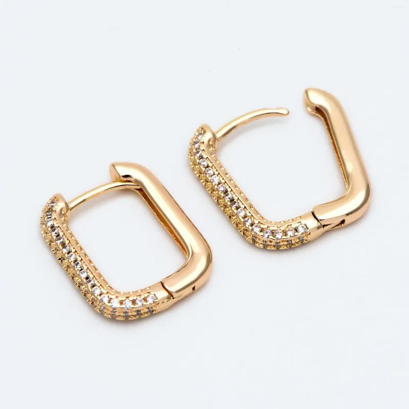 Hoopörhängen 4st CZ PAVED Oval Leverback Ear Hooks Gold Plated On Brass Earring Components (GB-2292)