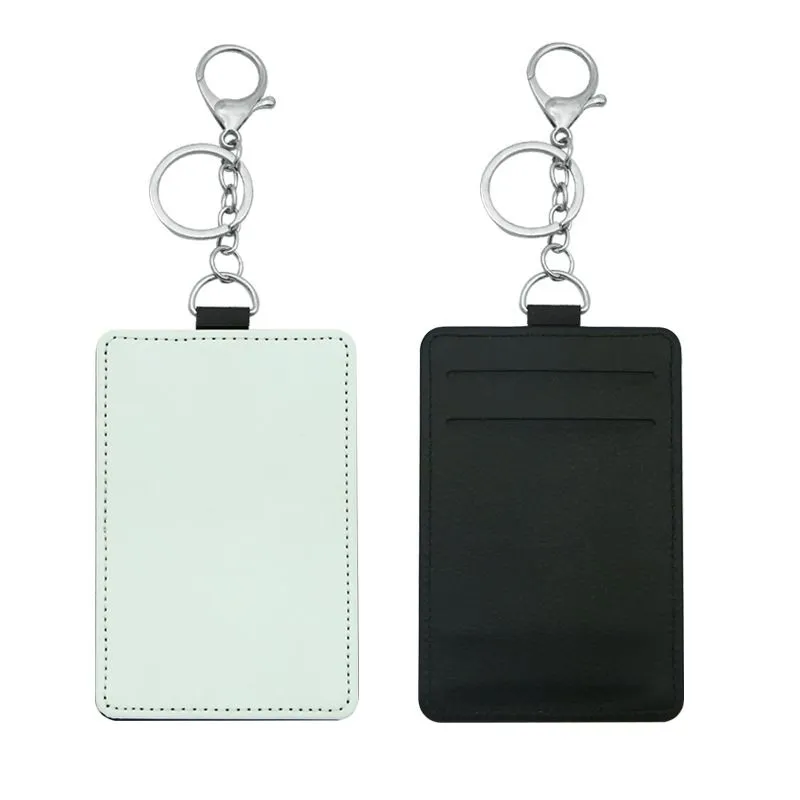 Sublimation Blank Card Cover with Pendants Keychain PU Leather Hot Transfer Single-sided Printing Card Holder Z11