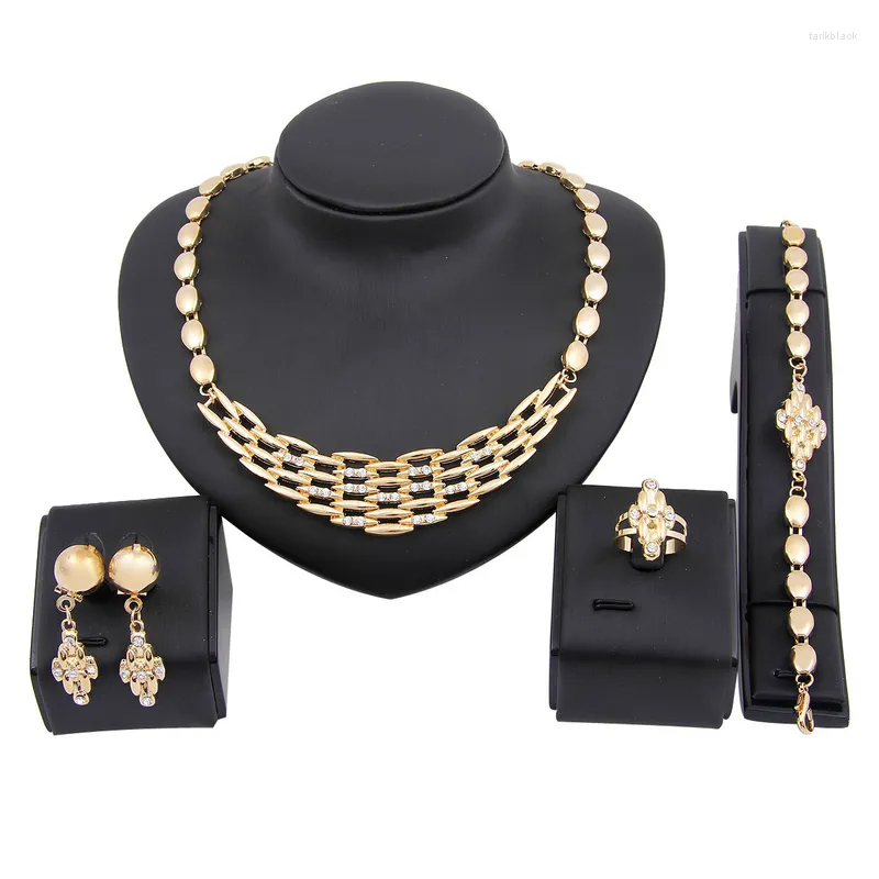 Necklace Earrings Set Fashion African Beads Jewelry 2023 Female Customers Dubai Golden Colorful Nigerian Bride Wedding