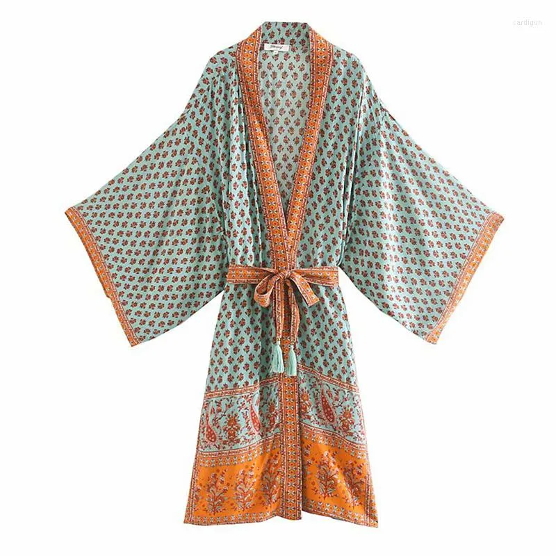 Kadın bluzları Yaz 2023 Boho Kimono Femme Kadınlar İçin Uzun Tunik Gevşek Kırışmalık Hardigan Plajı Bluz ve Top DD2483