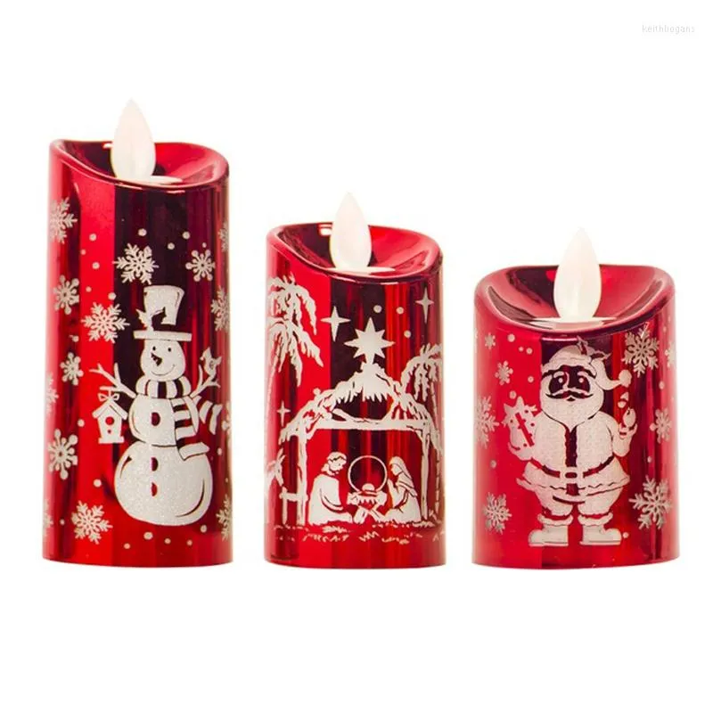 Decorações de Natal Simulação de férias vela ornamentos sazonais Eventos 3pcs/conjunto Candlestick