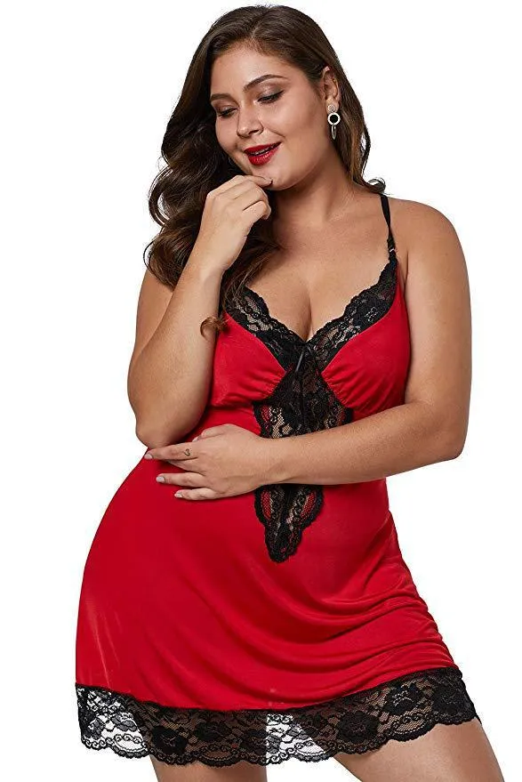 Leopard Print Lace Nightgown For Women Sexy BBW Night Lingerie