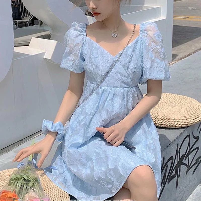 Abiti da festa Abito da un pezzo Design floreale coreano Kawaii Women Elegant Women Short Short Vintage Mini Females Summer 2023 Chic