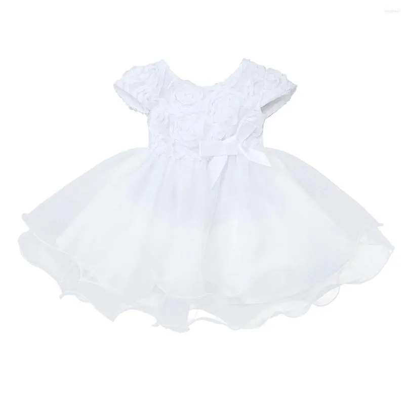 Flickaklänningar 2023 Summer Tutu Dress Baptism Klänning 1: a födelsedag för Baby White Princess Infart Party Beading 2 1 år