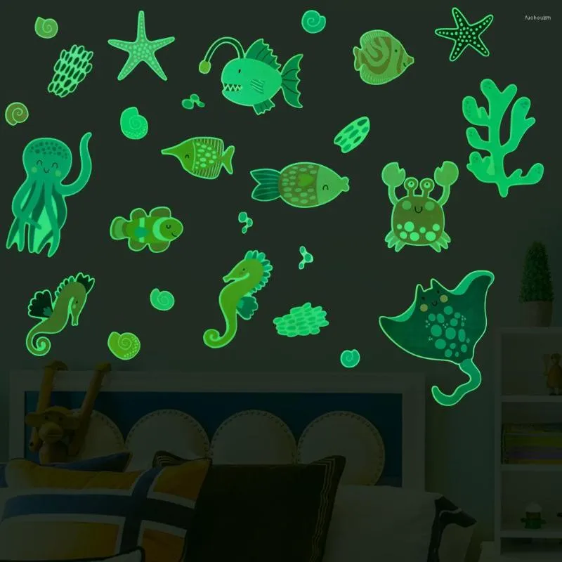 Autocollants muraux décoration lumineuse de décor de papier d'animal de vie marine pour le salon