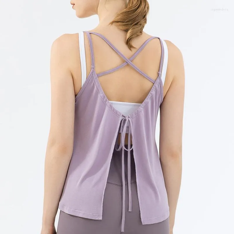 Chemises Actives Yoga Tops Femmes Lâche Gym Sport Gilet Maille