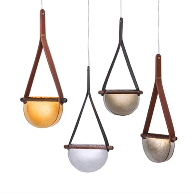 Pendant Lamps Post-modern Designer Glass Led Suspension Foyer Bar Light Vintage Amber/Grey/Clear Belt Creative Lamp 2023Pendant