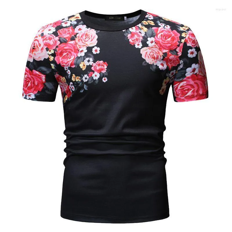 Men's T Shirts Floral Fashion Clothing Hawaiian Style Tops Short Sleeve Summer Tees O-neck Loose Flower White