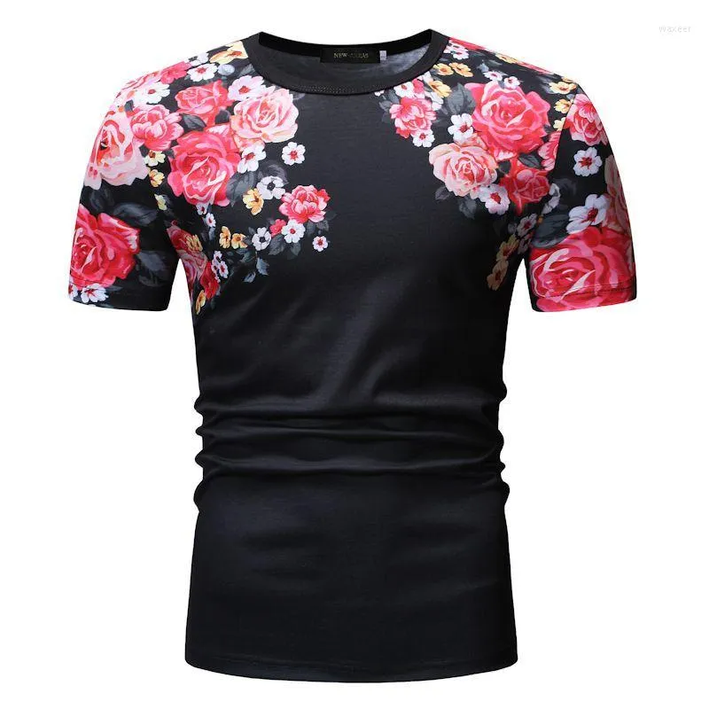 Heren t shirts bloemen mode kleding Hawaiiaanse stijl tops korte mouw zomer T-stukken o-neck losbloemwit