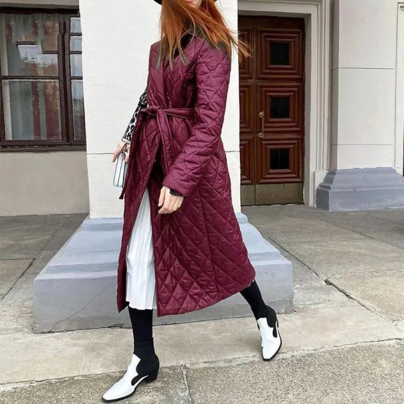 Abrigo largo de invierno acolchado de algodón Simplee para mujer, abrigo informal con bolsillo para mujer, Parkas para mujer, abrigo elegante con cuello a medida de calle alta 2023