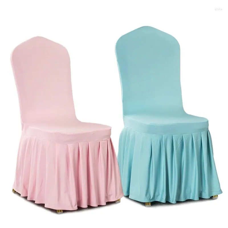 Крышка стулья Top Wedding Cover с юбкой Spandex Stretch Elastic Banquet Kitchen Site Seat El Outdoor