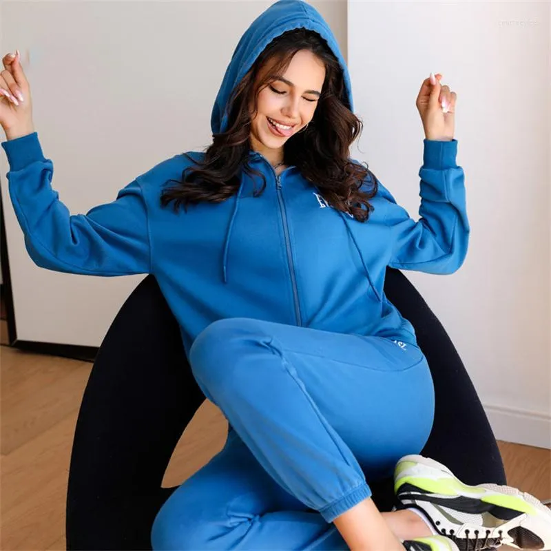 Active Sets Woman Clothes Yoga Set 2 Pieces Sport Casual Loose Embroidered Jacket Hoodie Running Fitness Leggings Pants Gym