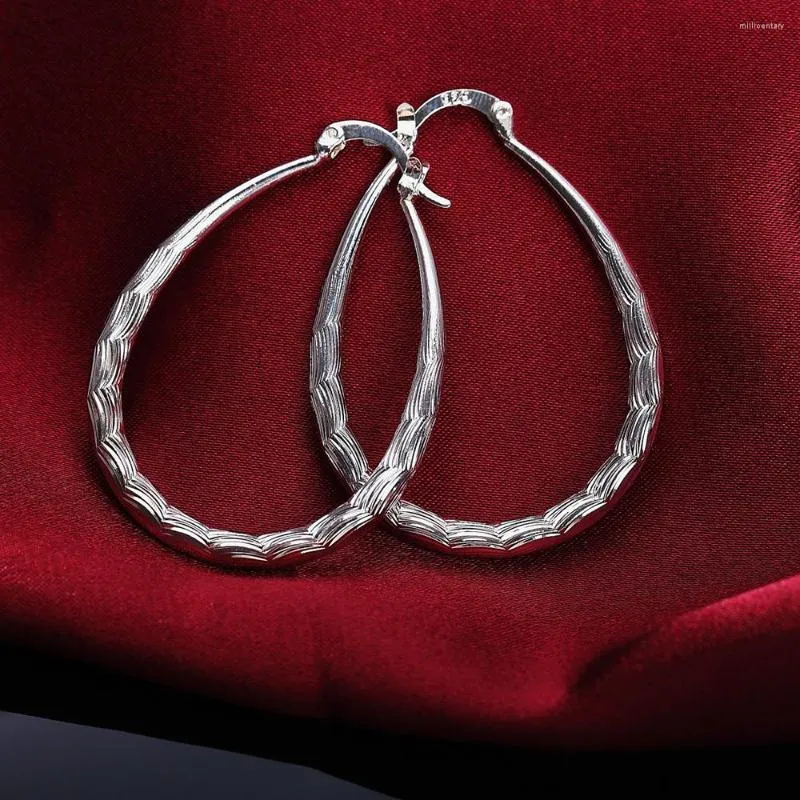 Hoopörhängen varumärken 925 färg silver 3 cm cirkel ovalt fiskmönster för kvinnor eleganta partry smycken julklappar