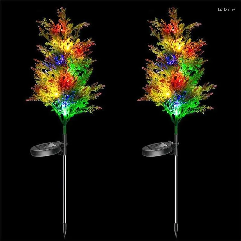 Outdoor Solar LED Inground Light Four-Color Christmas Pine And Cypress Trees Ground Plug Lawn Lamp Courtyard Lights 2pieces/pack