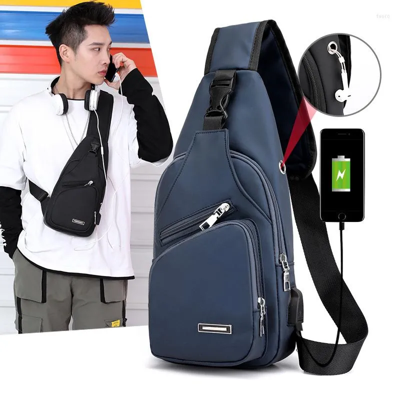 Backpack Men Anti Theft Chest Bag Shoulder Bags Short Trip Messengers Men's Nylon Sling Pack USB Charging Crossbody Package School