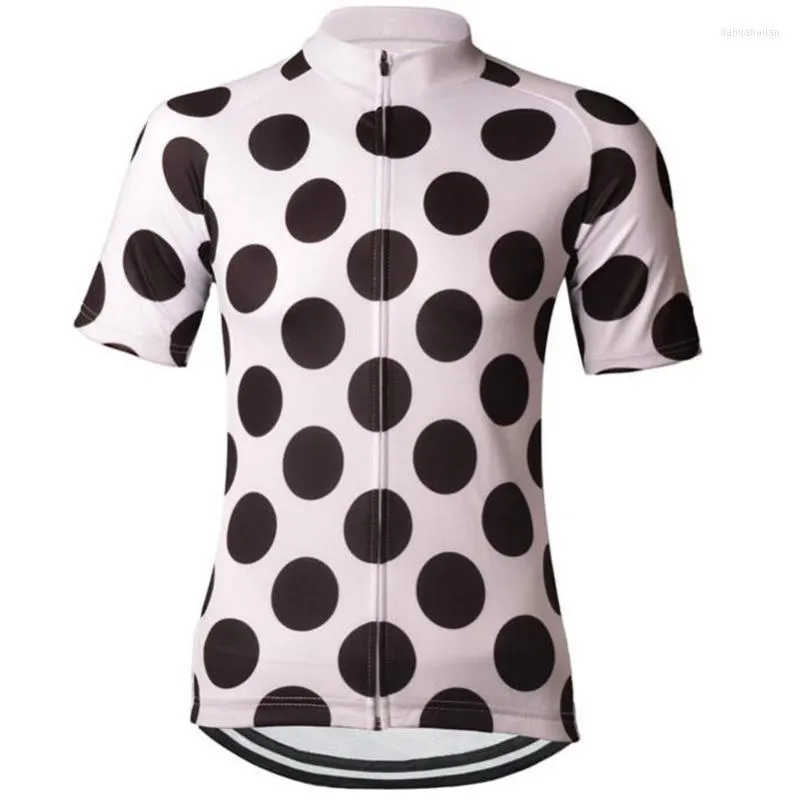 Racing jassen hirbgod vrouwen korte mouw fietsentrui zomer 2023 schattige polka dot fiets kleding roze ademende dh fietstoppen nr256