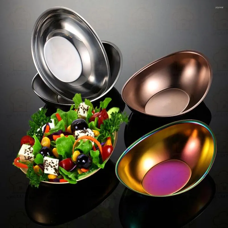 Plates Salad Bowls Kitchen Soup Noodle Rice Bowl Stainless Steel Thickened Double Layer Thermal Insulation Gold Fruit Plate