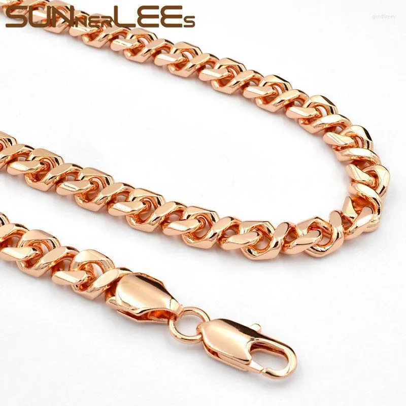 Kedjor Fashion Jewelry Rose Gold Color Necklace 5mm 7mm Smooth Curb Cuban "8" Länkkedja för Mens Womens Gift C20chains Gord22