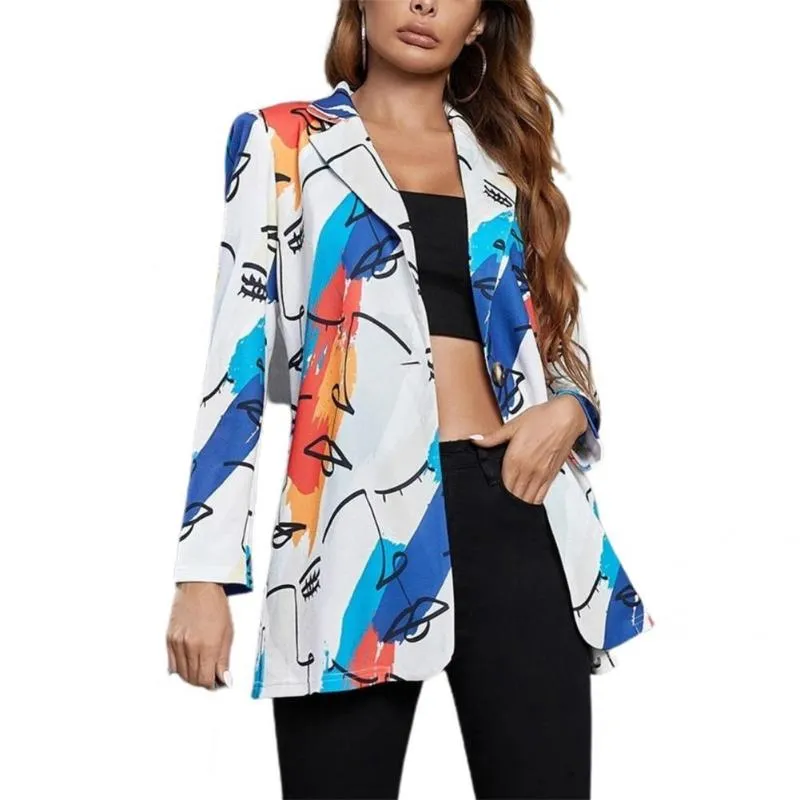 Women's Suits & Blazers Stylish Long Sleeve Streetwear Office Lady Blazer Contrast Color Print For Business Autumn