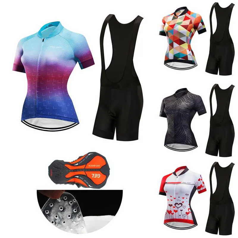 Tävlingssatser 2023 Summer Quick-Dry Cycling Jersey Women Set Sport Bicycle Clothing Mtb Suit Female Shorts Road Cykelkläder Uniform Bib Kit