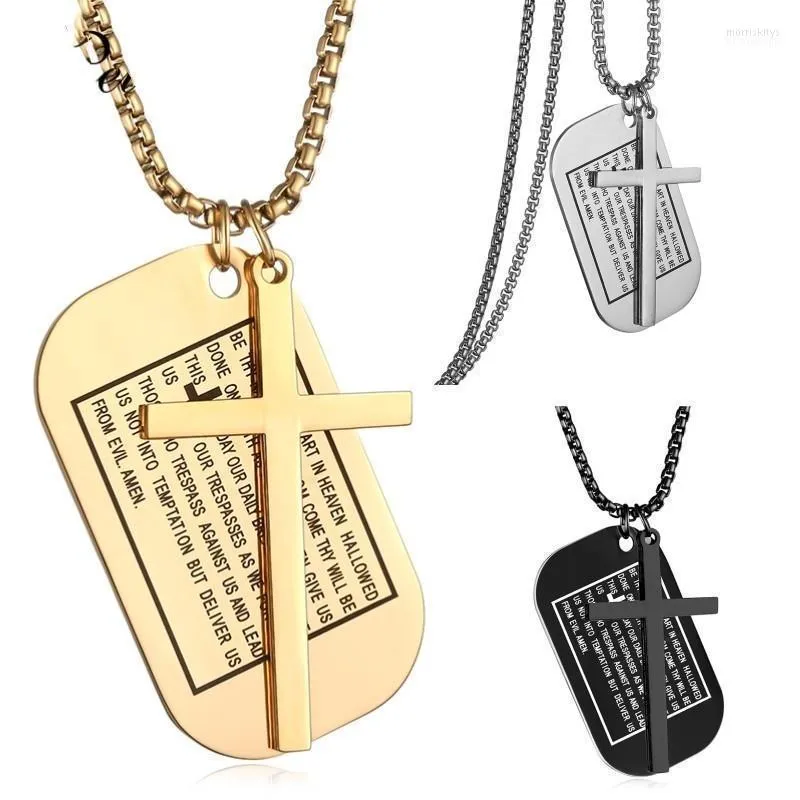 Collares pendientes Clásico Retro Dog Tag Cross Acero inoxidable Unisex Trend Hip Hop Rock Style Collar Fiesta Joyería Regalo Morr22