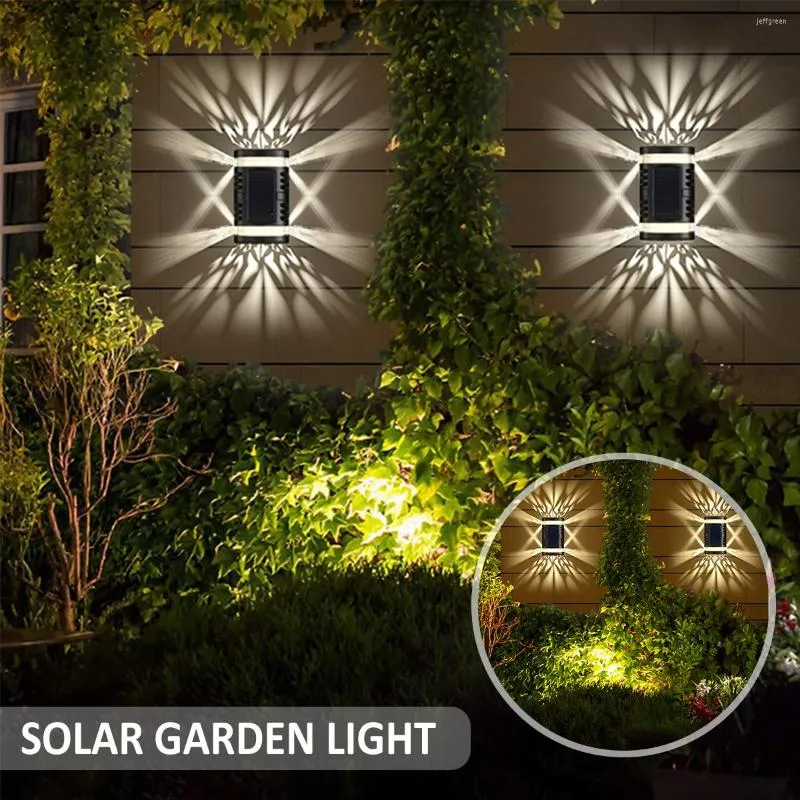 Gartendeckleuchten, Solar-Wandleuchte, für den Außenbereich, automatisches Ein-/Ausschalten, wasserdichte LED-Lampe, Balkonzaun