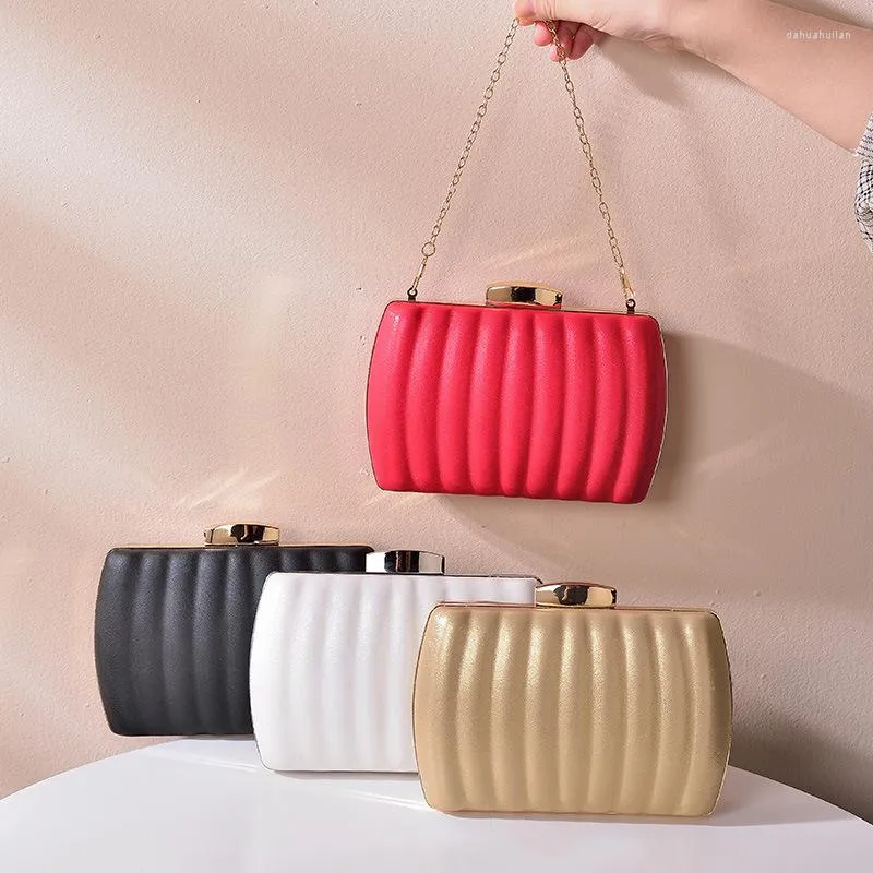 Evening Bags White Pink Gold PU Leather Pillbox Bag Women Cuite Shell Fashion Female Day Clutch Party Purse Crossbody