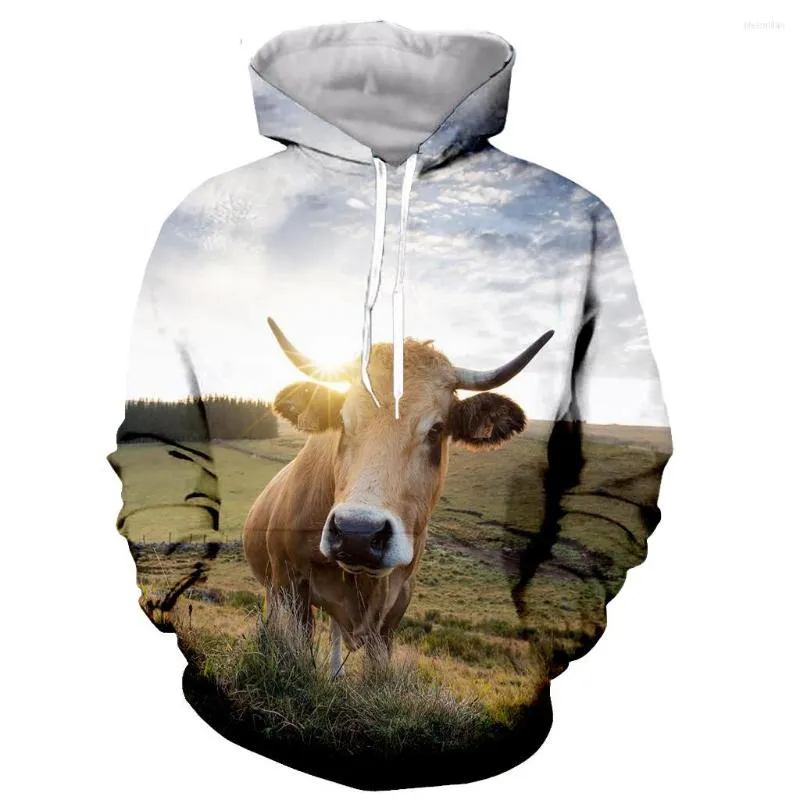 Men's Hoodies Cow Funny Fashion Long Sleeves 3D Print Zipper/Hoodies/Sweatshirts/Jacket/Men/women