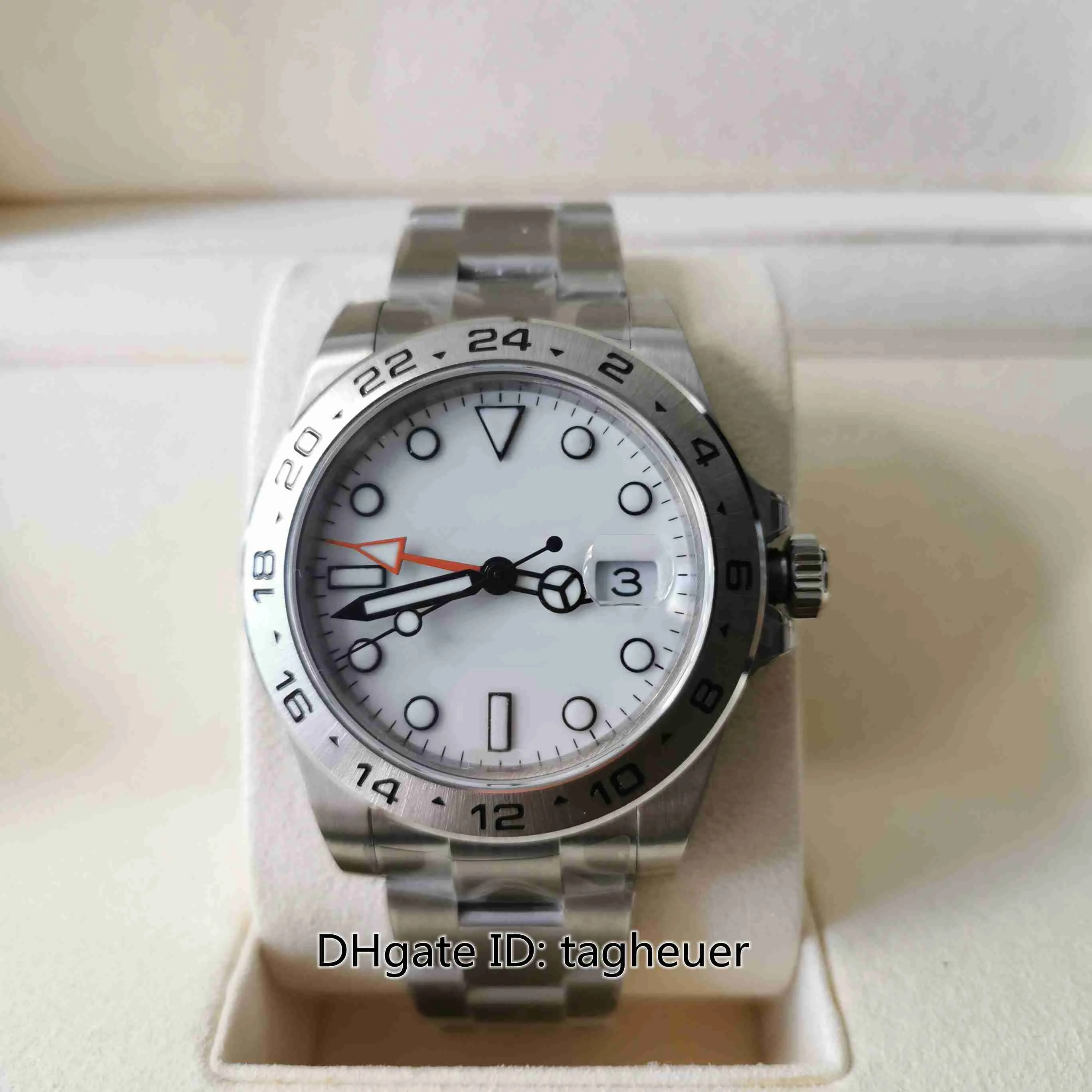 BP Maker V2 Mens İzle En Kalite 42mm Explorer 216570 GMT Beyaz Dial Saatler Safir Cam Luminova Asya 2813 Hareket Mekanik Otomatik Erkek Kol saatleri