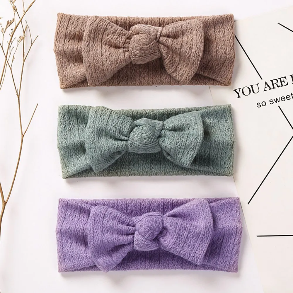 Knit Baby Ribbon Headwrap Girls Pałąk dla nowonarodzonego malucha urodzin