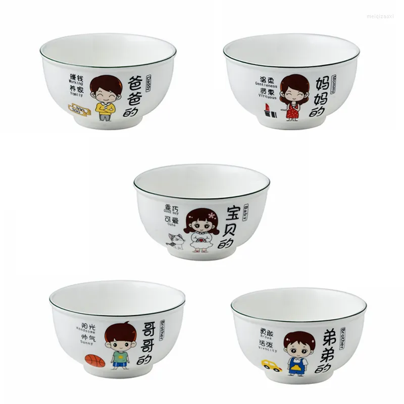 Ciotole ZAMISS Cartoon Rice Bowl Noodle Famiglia genitore-figlio Piatti e set divisori per stoviglie in ceramica nordica