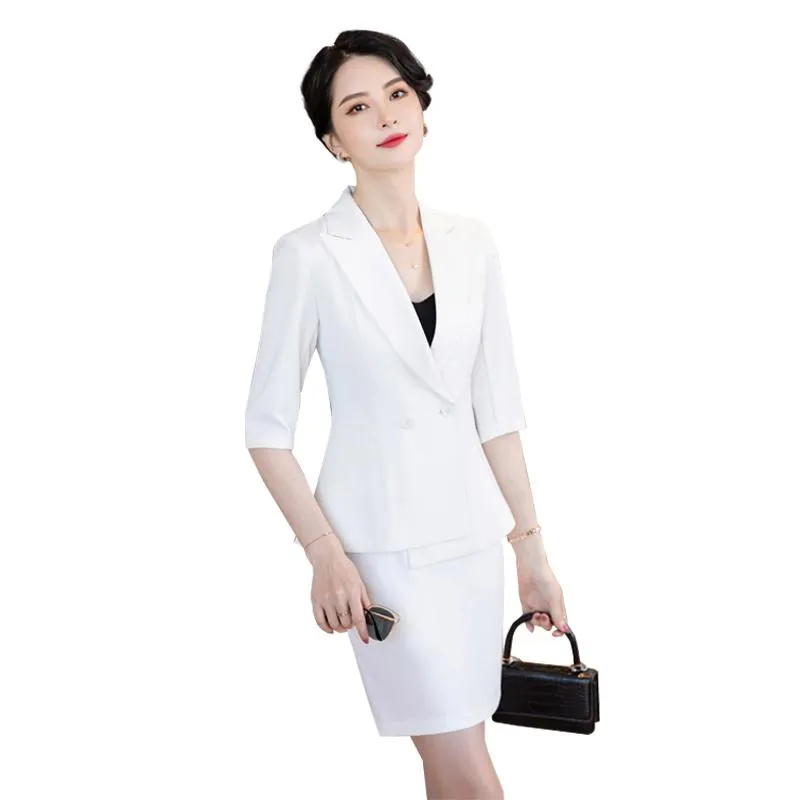 Economize muito em Shorts Femininos De Duas Peças E Terno Blazer Trajes De  Vestido De Blazer Branco De Verão Feminino Saia E Jaqueta De Duas Peças,