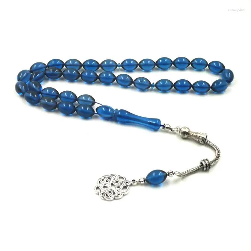 Странд бисера, синий тасбих 33 смола, металлические кисточки Специальный цвет, браслет из ислама, мусульманский мусульманский розаридал Rodn22