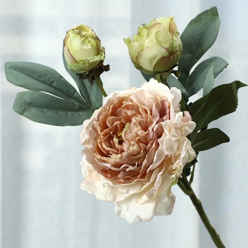 Decorative Flowers Luxury Grilled Edge Peony Artificial Wedding Fake DIY Decor For Office Flower Simulation