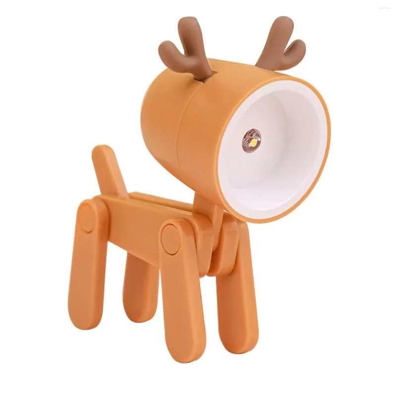 Luci notturne Dog Elk Shape Dorm Office Desktop LED Light Lamp Cute Kids Camera da letto Regali Supporto per telefono Angolo regolabile Decorazioni per la casa portatili