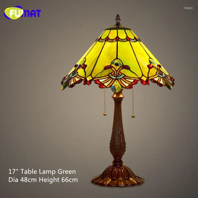 Tafellampen fumat gebrandschilderd glazen lamp barokke Europese stijl bedtint vintage retro woonkamer verlichtingsarmaturen
