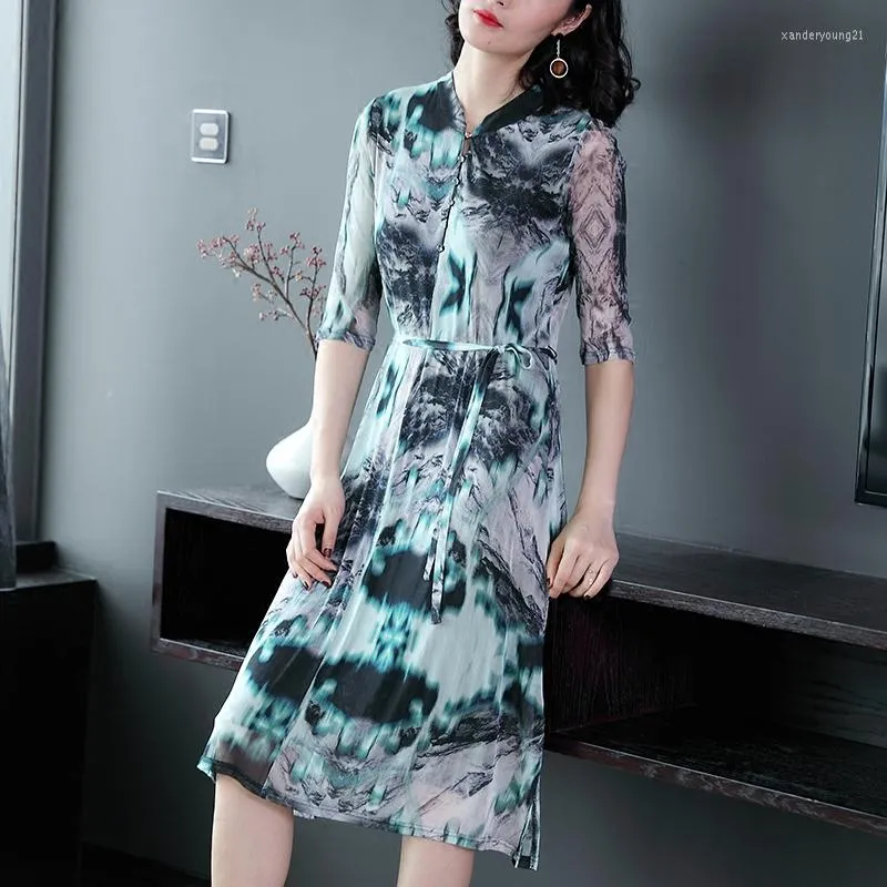 Party Dresses Silk Dress Mesh Knitted High-end One-piece Elegant.